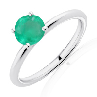 Anillo de Oro blanco 18K 925 + Esmeralda natural 3MM · ajustable